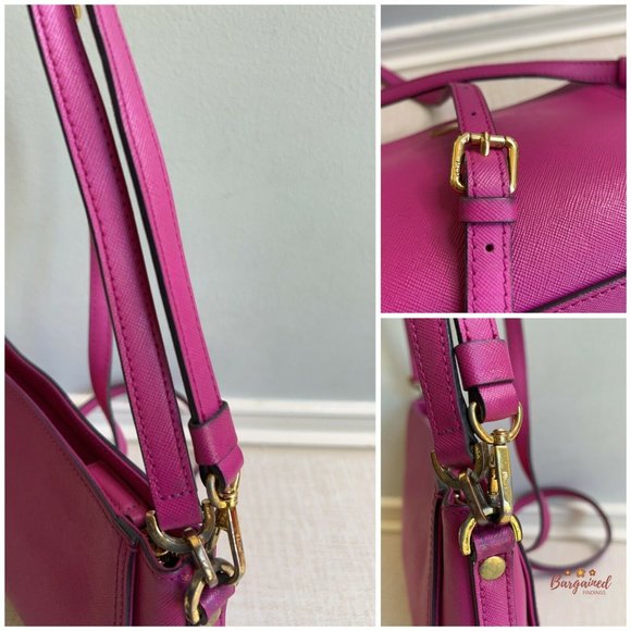 Authentic MCM Fuchsia Pink Saffiano Leather Small Shoulder/Crossbody Bag - Picture 6 of 13